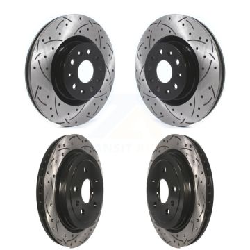 Front Rear Coated Drilled Slotted Disc Brake Rotors Kit For Cadillac CTS KD-100366