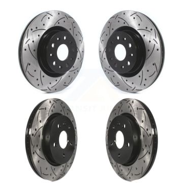 Front Rear Coated Drilled Slot Disc Brake Rotors Kit For Cadillac CT5 Chevrolet Camaro CT6 KD-100367