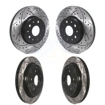 Front Rear Coated Drilled Slotted Disc Brake Rotors Kit For Cadillac CTS KD-100368