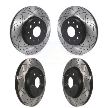 Front Rear Coated Drilled Slot Disc Brake Rotors Kit For Chevrolet Camaro Cadillac CT5 CT6 KD-100369