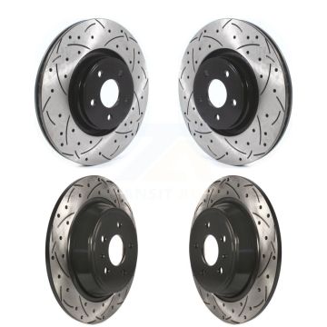 Front Rear Coated Drilled Slotted Disc Brake Rotors Kit For Lincoln MKC KD-100372
