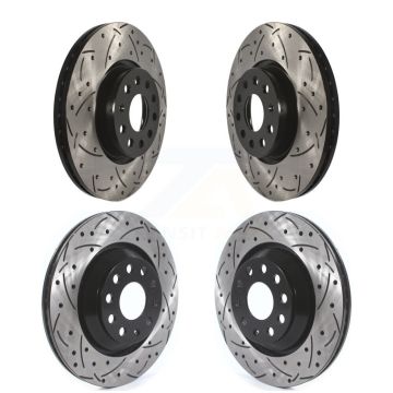 Front Rear Coated Drilled Slotted Disc Brake Rotors Kit For Volkswagen CC Passat KD-100374