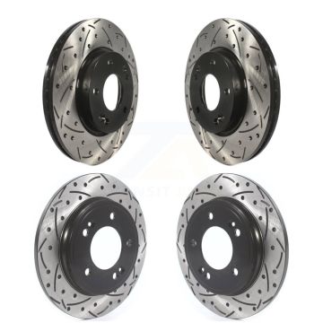 Front Rear Drilled Slot Brake Rotor Kit For 2019-2021 Hyundai Veloster Naturally Aspirated KD-100377