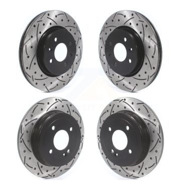 Front Rear Coated Drilled Slotted Disc Brake Rotors Kit For Kia Rio Hyundai Accent KD-100378
