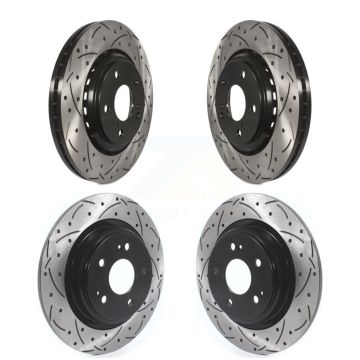Front Rear Coated Drilled Slotted Disc Brake Rotors Kit For Acura MDX KD-100380