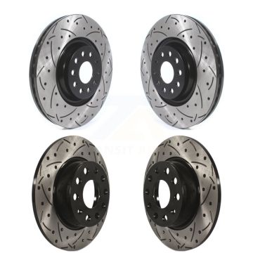 Front Rear Drill Slot Brake Rotors Kit For Audi A3 Quattro With 340mm Diameter Rotor KD-100382
