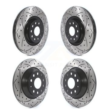 Front Rear Coated Drilled Slotted Disc Brake Rotors Kit For Volkswagen Tiguan Jetta KD-100383
