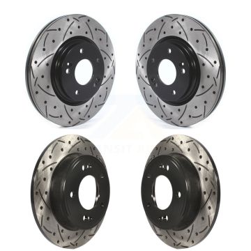 Front Rear Coated Drilled Slotted Disc Brake Rotors Kit For Kia Soul KD-100384