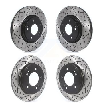 Front Rear Coated Drilled Slot Disc Brake Rotor Kit For Hyundai Elantra Kia Forte Veloster KD-100385