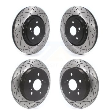 Front Rear Coated Drilled Slotted Disc Brake Rotors Kit For Toyota Camry Avalon KD-100386