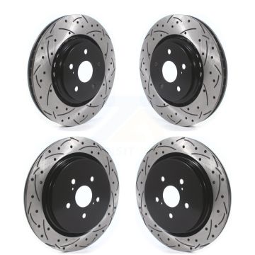 Front Rear Coated Drilled Slot Disc Brake Rotors Kit For Lexus RX350 RX450h RX350L RX450hL KD-100387