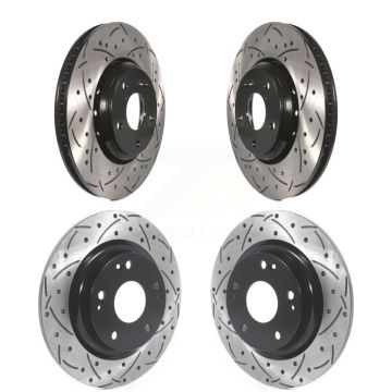 Front Rear Coated Drilled Slotted Disc Brake Rotors Kit For 2017-2020 Honda Civic Si KD-100388