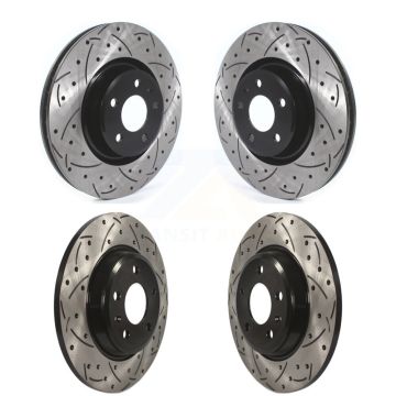 Front Rear Drill Slot Disc Brake Rotors Kit For 2019-2020 Audi A4 Quattro With Solid Rotor KD-100389