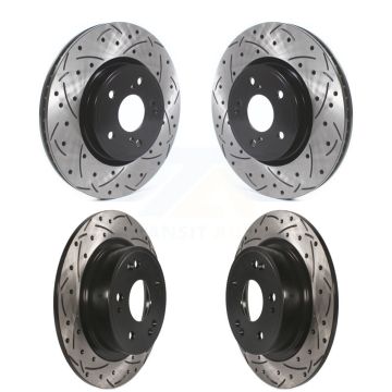 Front Rear Coated Drilled Slotted Disc Brake Rotors Kit For Honda Accord KD-100391