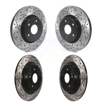 Front Rear Coated Drilled Slotted Disc Brake Rotors Kit For Honda CR-V KD-100392