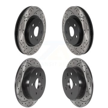 Front Rear Coated Drilled Slotted Disc Brake Rotors Kit For Toyota Camry KD-100395