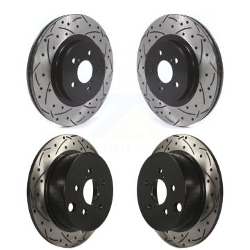 Front Rear Coated Drilled Slotted Disc Brake Rotors Kit For Subaru Crosstrek Impreza KD-100396