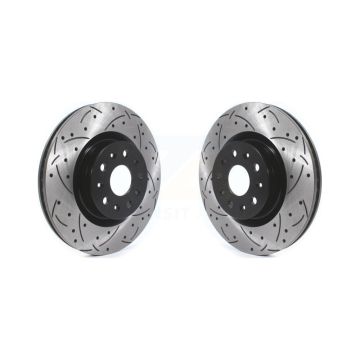 Front Coated Drilled Slot Disc Brake Rotors Pair For Chevrolet Camaro Cadillac CT5 CTS CT6 KD-100399