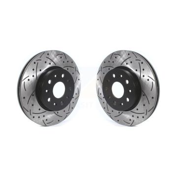 Front Coated Drilled Slot Disc Brake Rotors Pair For Chevrolet Camaro Cadillac CT5 CTS CT6 KD-100400