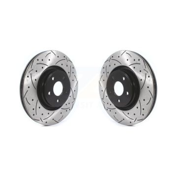 Front Coated Drilled Slotted Disc Brake Rotors Pair For Ford Focus Lincoln MKC KD-100401