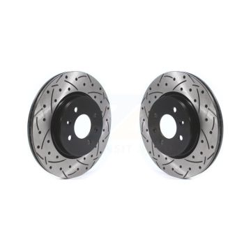 Front Coated Drilled Slotted Disc Brake Rotors Pair For Kia Rio Hyundai Accent KD-100403