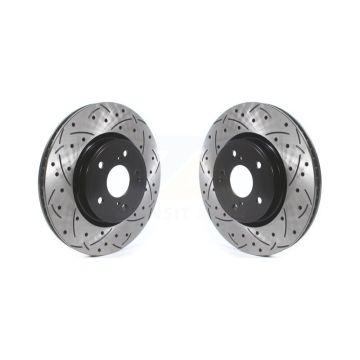 Front Coat Drill Slot Disc Brake Rotor Pair For Honda CR-V Civic Accord HR-V Acura Integra KD-100408