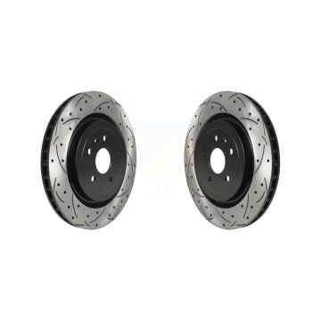 Rear Coated Drilled Slotted Disc Brake Rotors Pair For Chevrolet Camaro Cadillac CTS KD-100412