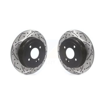 Rear Coated Drilled Slotted Disc Brake Rotors Pair For Hyundai Accent Kia Rio KD-100414