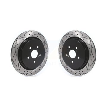 Rear Coated Drilled Slotted Disc Brake Rotors Pair For Lexus RX350 RX450h RX350L RX450hL KD-100416