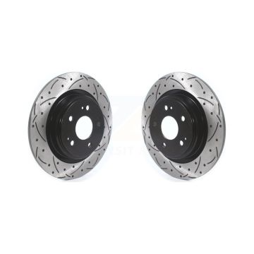 Rear Coated Drilled Slotted Disc Brake Rotors Pair For 2017-2020 Acura MDX KD-100417