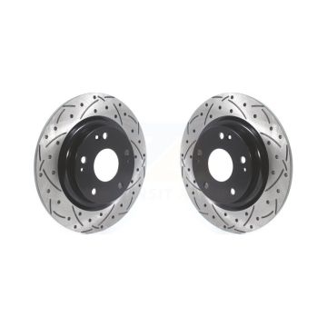 Rear Coated Drilled Slotted Disc Brake Rotors Pair For 2017-2020 Honda Civic Si KD-100420