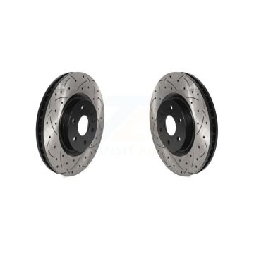 Front Coated Drilled Slotted Disc Brake Rotors Pair For Cadillac SRX Saab 9-4X KD-100423