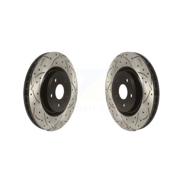 Front Coated Drilled Slotted Disc Brake Rotors Pair For Jeep Grand Cherokee Dodge Durango KD-100430