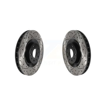 Front Coated Drilled Slotted Disc Brake Rotors Pair For 2014-2020 Fiat 500L KD-100431