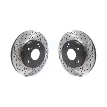 Front Coated Drilled Slotted Disc Brake Rotors Pair For Honda Civic Acura RSX CR-Z KD-100434