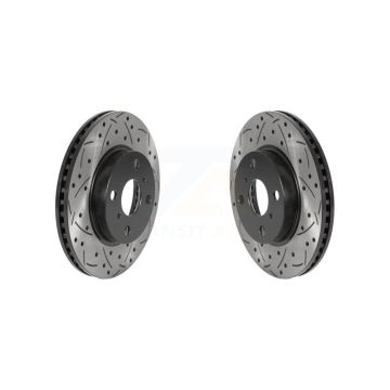 Front Coated Drilled Slotted Disc Brake Rotors Pair For Toyota Yaris Prius C Scion iQ KD-100438
