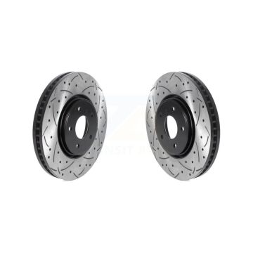 Front Coated Drilled Slotted Disc Brake Rotors Pair For INFINITI FX35 FX45 FX37 QX70 KD-100439