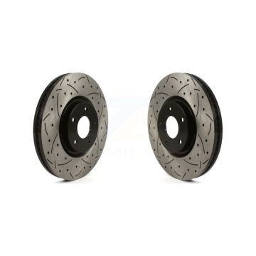 Front Coated Drilled Slotted Disc Brake Rotors Pair For INFINITI G37 G35 Q60 KD-100440