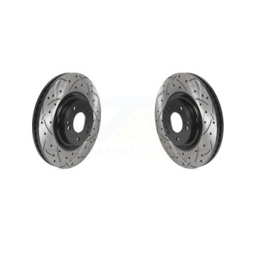 Front Coated Drilled Slotted Disc Brake Rotors Pair For Hyundai Genesis KD-100442