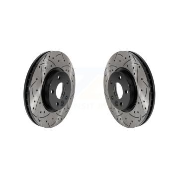 Front Drilled Slot Brake Rotor Pair For Volvo Land Rover Range Evoque XC70 S60 V60 S80 V70 KD-100443