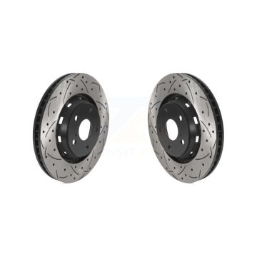 Front Coated Drilled Slotted Disc Brake Rotors Pair For 2009-2016 Toyota Venza KD-100444