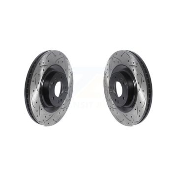 Front Coated Drilled Slotted Disc Brake Rotors Pair For Hyundai Genesis G80 Equus Kia K900 KD-100445