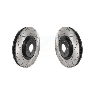 Front Coated Drilled Slotted Disc Brake Rotors Pair For Audi A6 Quattro A7 KD-100447