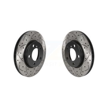 Front Coated Drilled Slotted Disc Brake Rotors Pair For Mini Cooper Countryman Paceman KD-100449