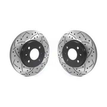 Front Coated Drilled Slotted Disc Brake Rotors Pair For Hyundai Accent Kia Rio KD-100450