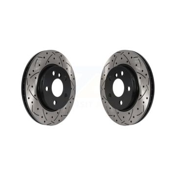 Front Coated Drilled Slotted Disc Brake Rotors Pair For Mini Cooper KD-100453