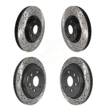 Front Rear Coated Drilled Slotted Disc Brake Rotors Kit For Cadillac SRX Saab 9-4X KD-100455