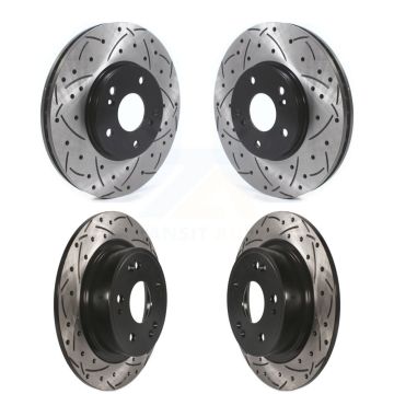 Front Rear Coated Drilled Slotted Disc Brake Rotors Kit For Honda Accord Acura TSX KD-100468