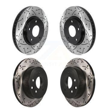 Front Rear Coated Drilled Slotted Disc Brake Rotors Kit For INFINITI Q45 M45 KD-100470