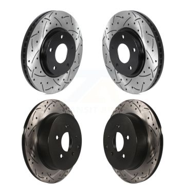Front Rear Coated Drilled Slotted Disc Brake Rotors Kit For Nissan Quest KD-100471
